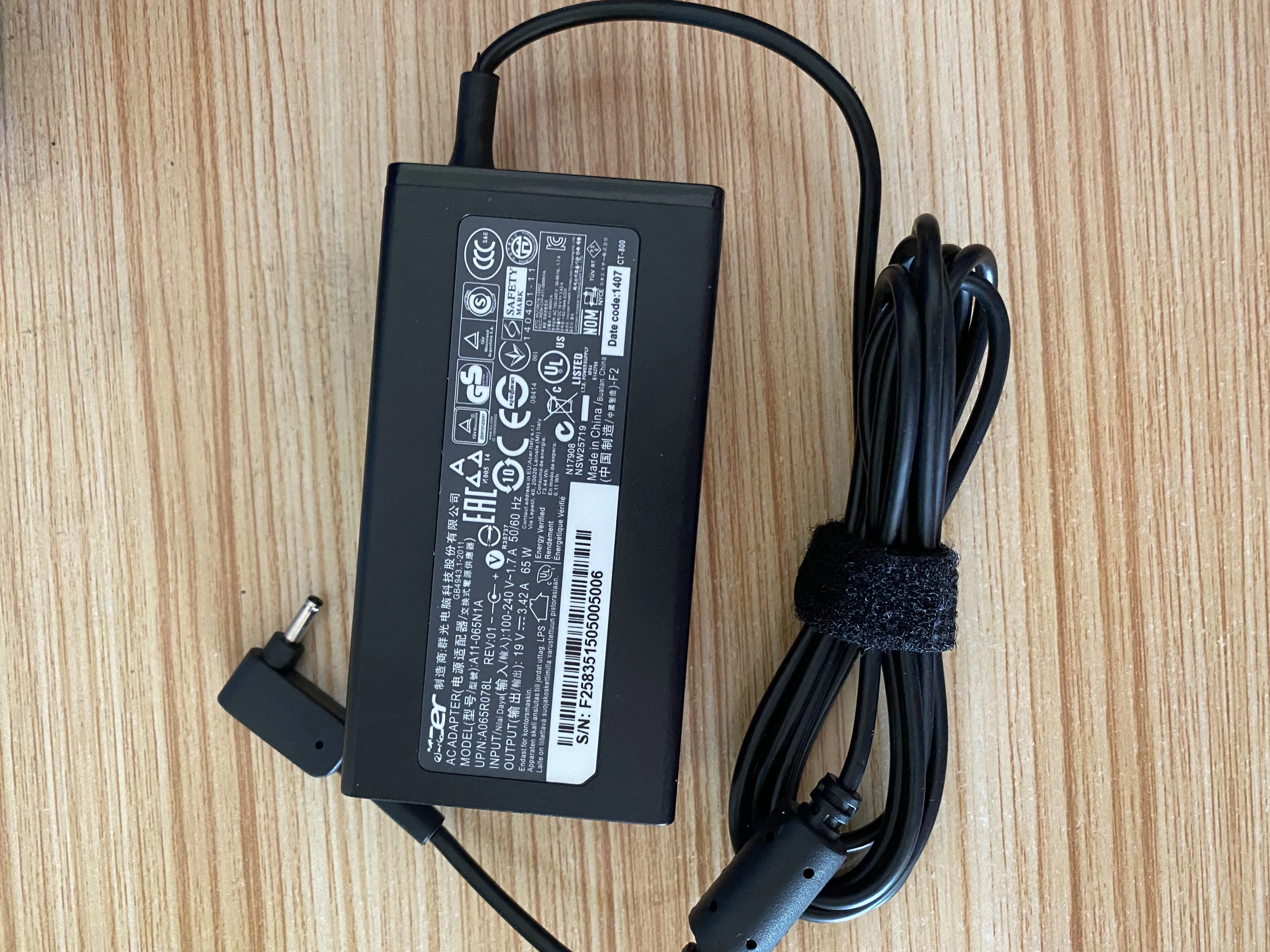 Chargeur adaptateur secteur pour ordinateur portable, 19V, 3,42 a, 65W, PA-1650-86, pour Acer Iconia W700 W700P W710 Aspire S5 S7 P3 C720 C720P Swift 3 SF314-53G