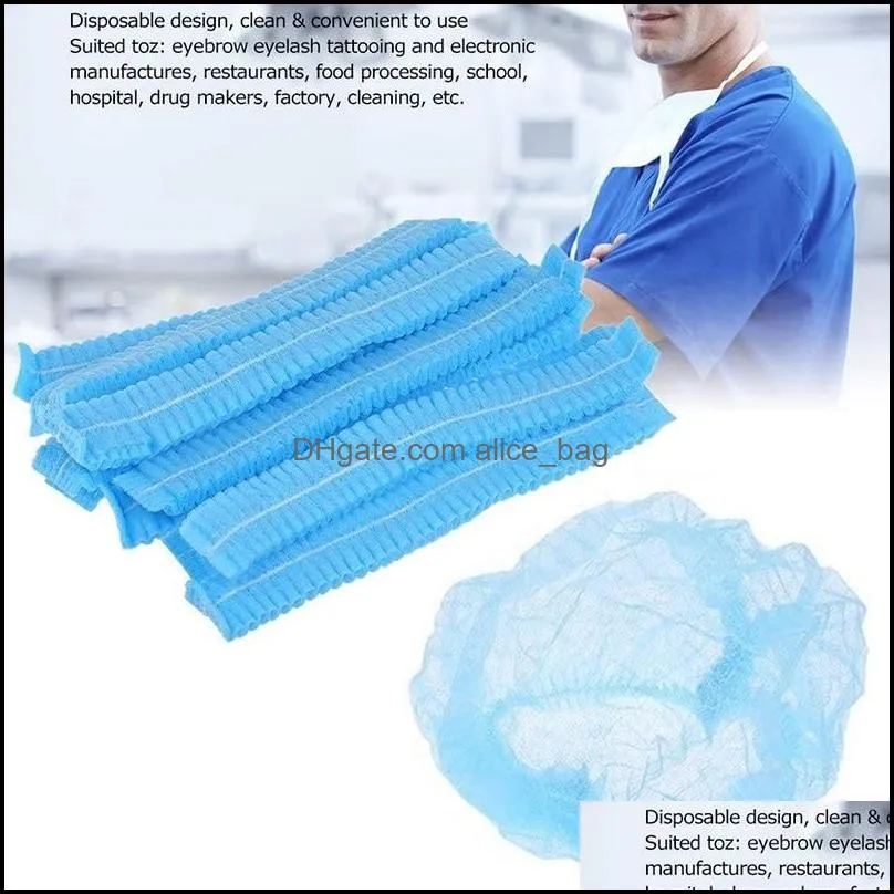 Beanies 100 PCS-21 Inch- Disposable Hairnets Cap Hair Nets Covers Head Caps Cover Net Bonnets For Service,Kitchen,Cooking