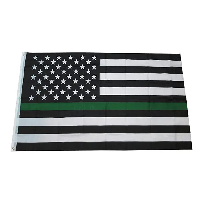 Linha verde fina Bandeira dos EUA para o exército militar 3x5 ft Costura dobro Bandeira 90x150cm Presente 100D Poliéster Cópia