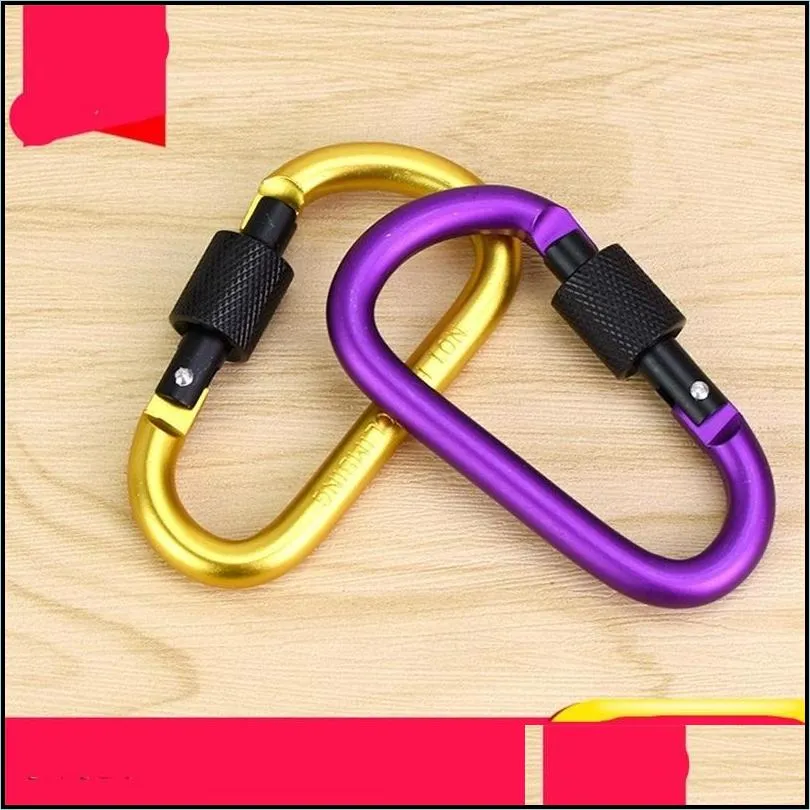 8CM D Type Carabiner With Lock Quick Hanging Nut Buckle Hanging Buckles Aluminum Backpack Hanging