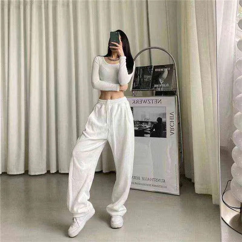 Women Jogging Sweatpants Loose Leisure Ulzzang High Waist Female Spring New  Fashion Korean Style Pants Drawstring Streetw Y211115 From Mengyang02,  $20.75