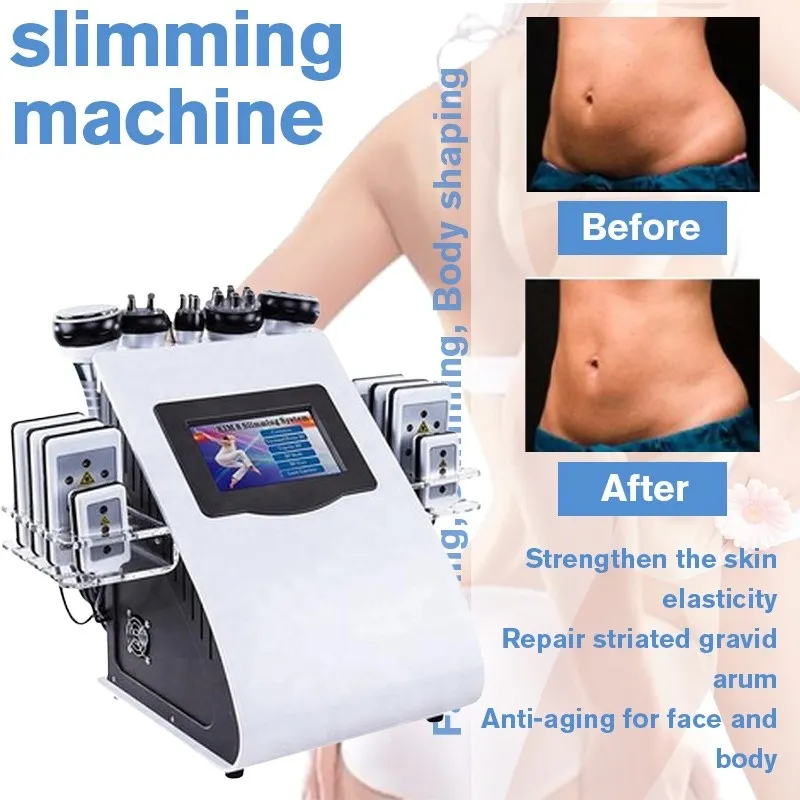 6 I 1 Ultraljud Cavitation Machine Cavitation Lipolaser RF Vaccum Slimming Body Sculpture Contouring Cool Face Lifting Equipment