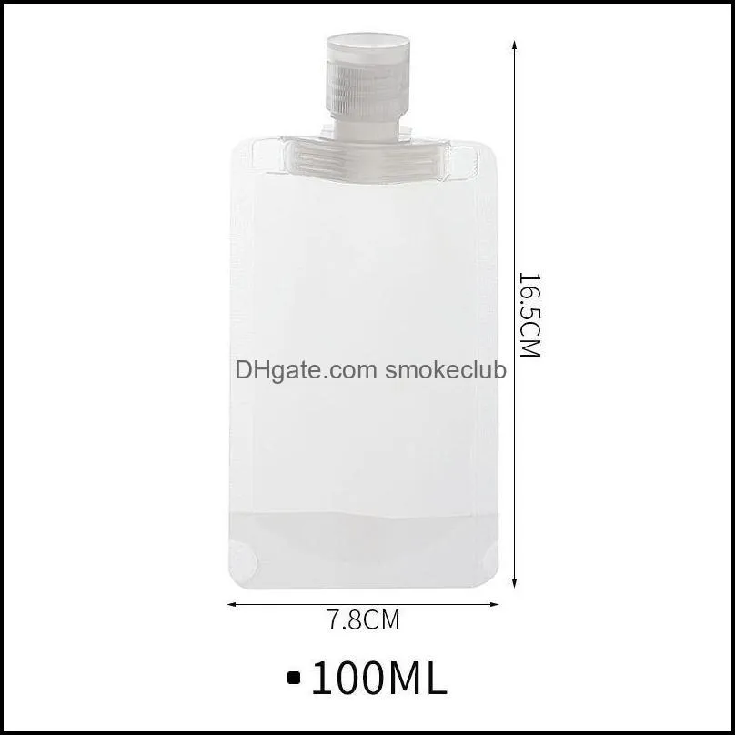 Liquid Soap Dispenser 5pcs 30/50/100ml Packaging Bag Stand Up Spout Pouch Plastic Hand Sanitizer Lotion Shampoo Makeup Fluid Bottles