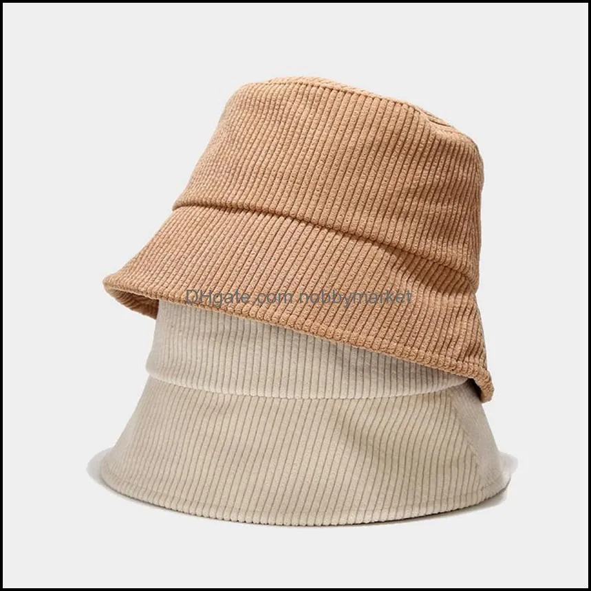 Berretti da baseball Cappelli Cappelli, sciarpe Guanti Fashion Aessories Velluto a coste 5 colori solidi Berretto da secchio semplice Corded Veeteen Couples Fisherman Tide Hat