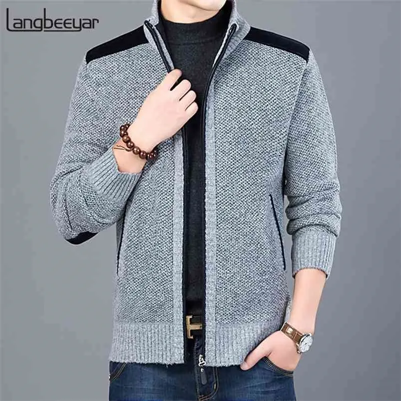 Gruba moda sweter marki dla męskich sweter slim fit bluters dzianiny ciepłe jesień casual koreański styl odzież męski 210813