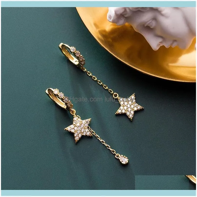 Jewelrysterling Sier Dainty Prevent Allergy Hoop Earrings Zircon Star Water Asymmetric For Women & Hie Drop Delivery 2021 B3Hls