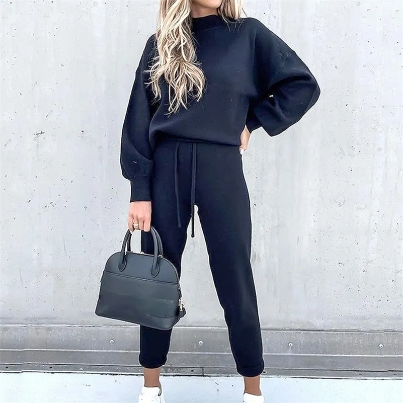 Black Tracksuit 2 قطعة مجموعة خريف الشتاء هوديي+السراويل الطويلة بدلة أنثى مجموعة التعرق المحبوب للنساء مجموعات مطابقة 201111111111111111111