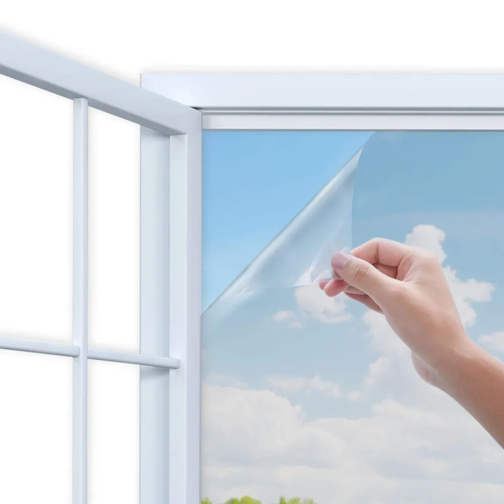 Película de privacidad para ventanas Tratamientos de tinte de espejo diurno  unidireccional Control de calor UV Pegatinas de vinilo Bloqueador solar  Papel de vidrio Revestimiento de puerta Reflectante 50 cm x 1
