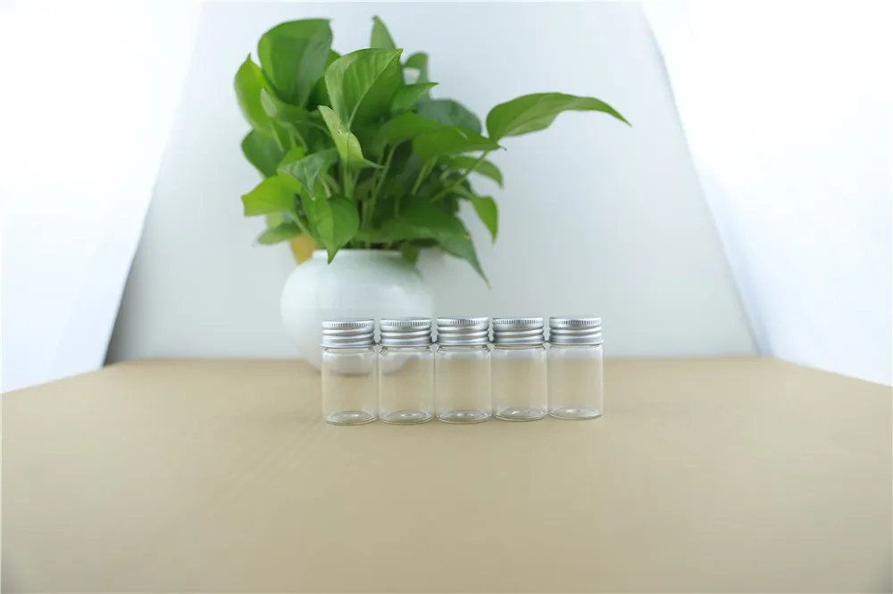 24PCS 30mm 20ml Cute Small Glass Bottles Aluminum Caps Glass Tiny Jars Vials Transparent Glass Containers Perfume Bottles (6)