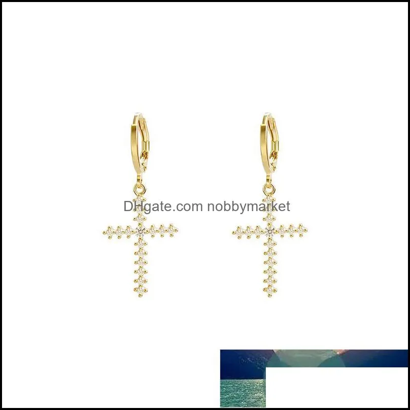 Luxury Zircon Cross Dangle Earrings Elegant Classic Ctrystal Style Cross Drop Earrings For Women Girls Fashion Jewelry Gifts Factory price expert design