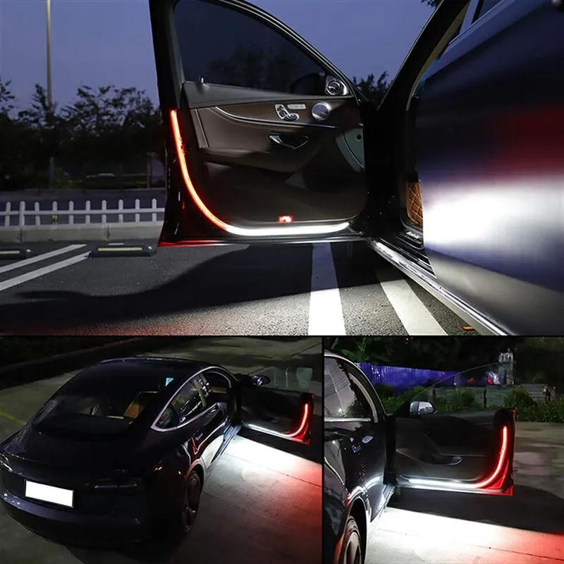 Interiorexternal 조명 LED 자동차 도어 환영 빛 안전 경고 램프 스트립 120cm 방수 자동 장식 주변 액세서리 F