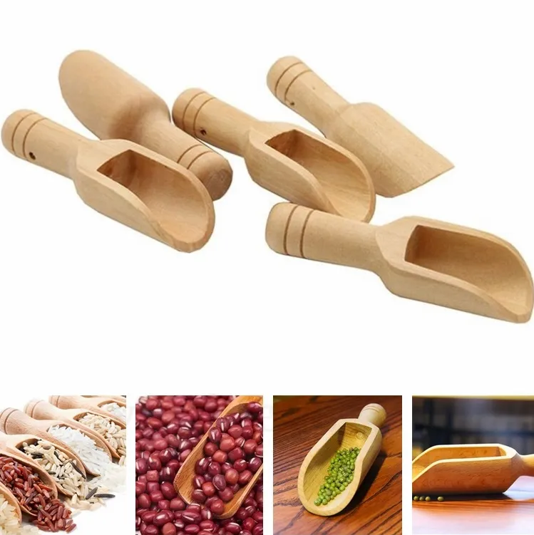 Louça de Louça de Madeira Scoops Banho Pó De Pó De Pó De Pós Colher Candy Lavanderia Chá Café Colheres Eco Amigável Madeira Mini Scoop ZC126