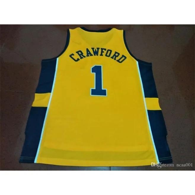 Maillot Vintage REAL 21ss # 1 JAUNE Jamal Crawford Michigan Wolverines College Taille S-4XL ou maillot personnalisé avec n'importe quel nom ou numéro