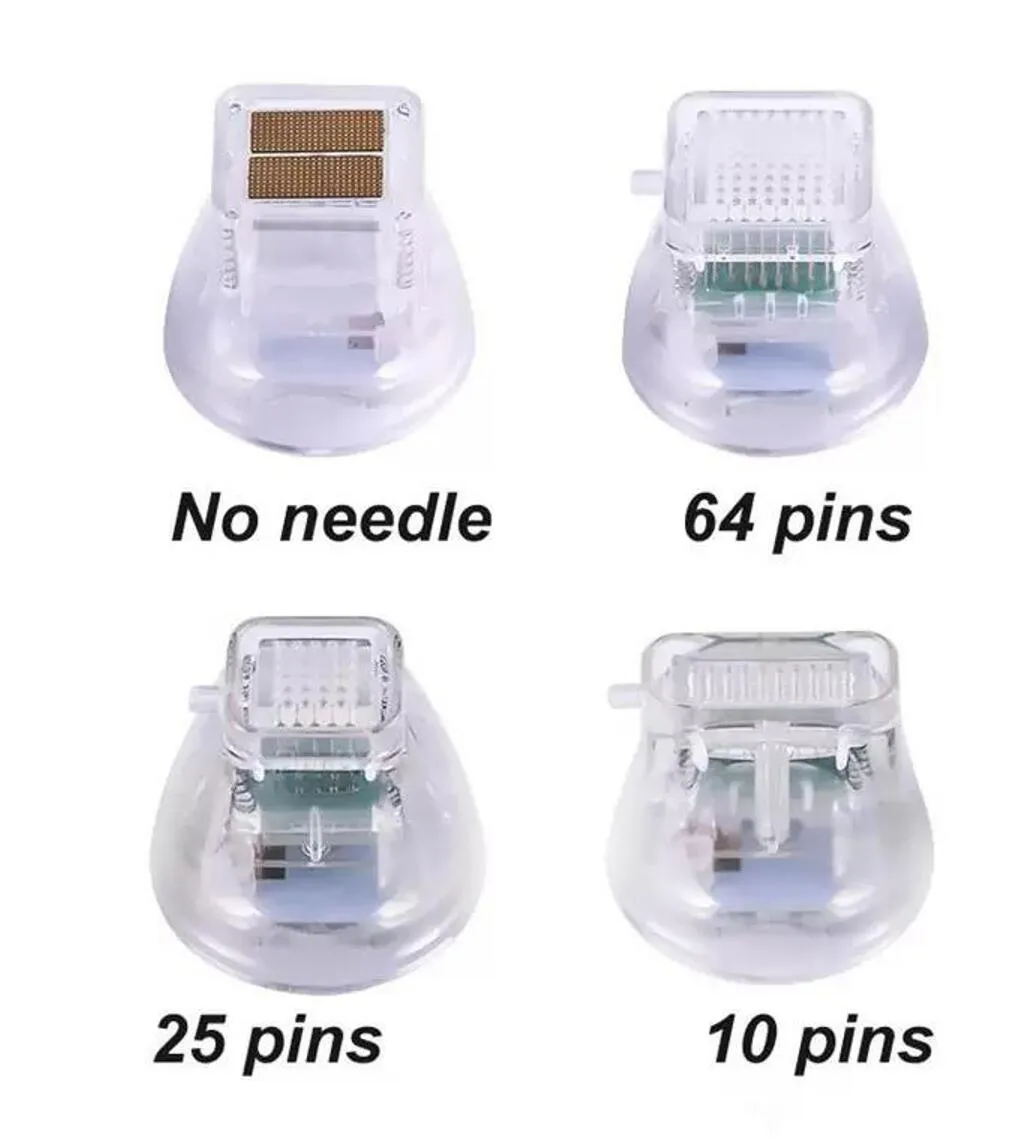 Fabriksleverantör 64pins 25pins 10pins Nano No-Needle Tips RF Microneedle Fraktionella tips Guld Nålpatroner för ärravlägsnande