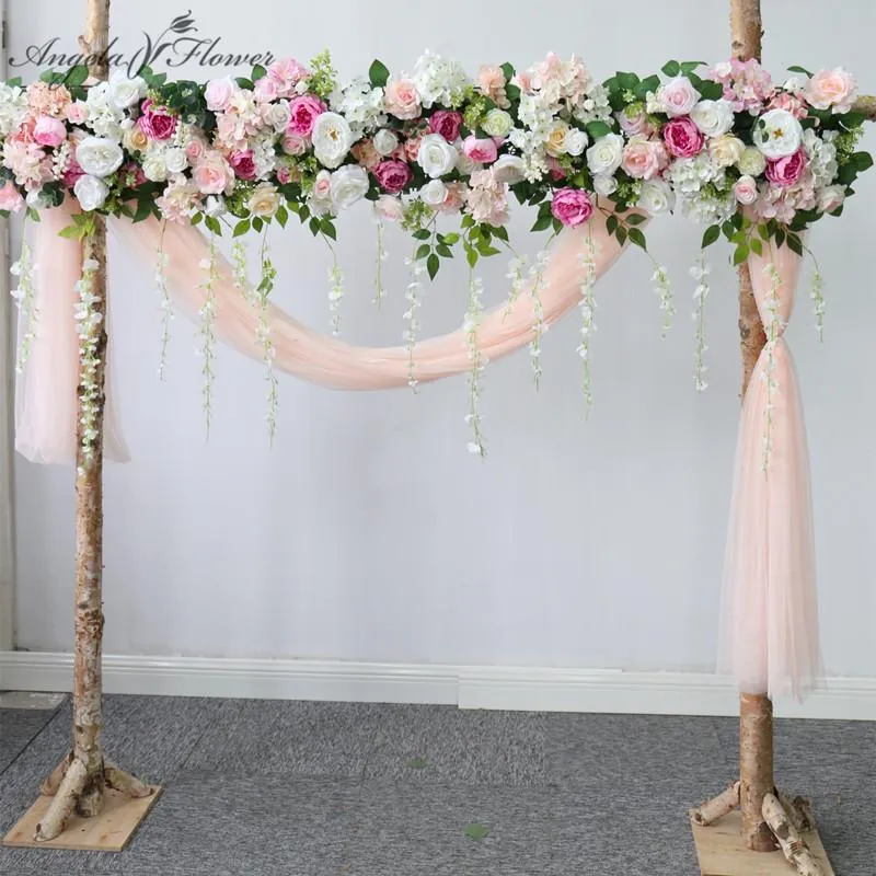 Decorative Flowers & Wreaths Custom Pink Wedding Floral Arrangement Arch Artificial Corner Flower Vine Window Shopping Mall Party Home Decor