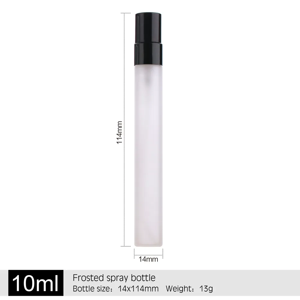 Bouteille de parfum 100 pièces/lot, flacon pulvérisateur en verre dépoli de 10ml, flacon de parfum atomiseur