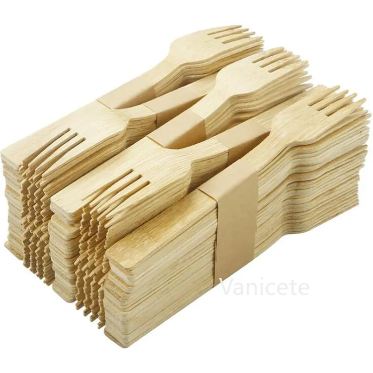 Mais novo conjunto de utensílios de mesa de bambu 17cm Proteção ambiental descartável faca de bambu / garfo / colher Dinnerware degradável ZC089