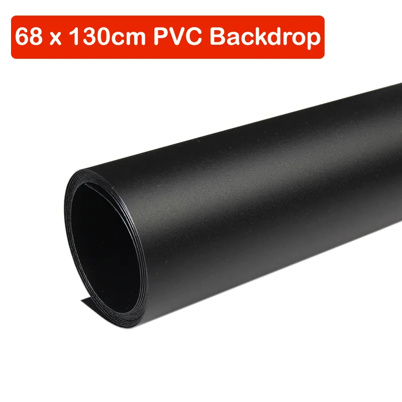 68 x 130cm Svart PVC Material Bakgrunder Bakgrund Anti-Wrinkle Po Studio PoGraphy Bakgrundsutrustning