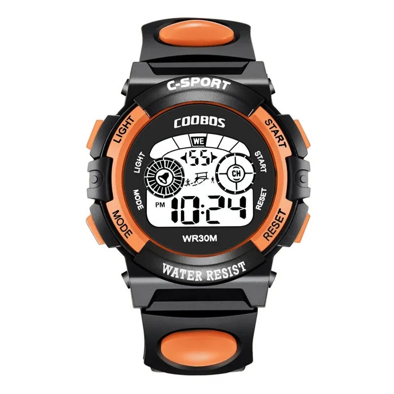COOBOS 1155 Children Digital Watch Colorful Luminous Calendar Alarm Sports Waterproof Kids Watch