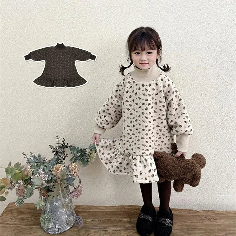 Dziewczyna Dresses Girl Dress Kids Baby Sweter 2021 Kwiat Zagęścić Ciepłe Zimowe Jesień Księżniczka Ubrania Znosić Suknia Wieczorowa Bawełniane Dzieci Clo