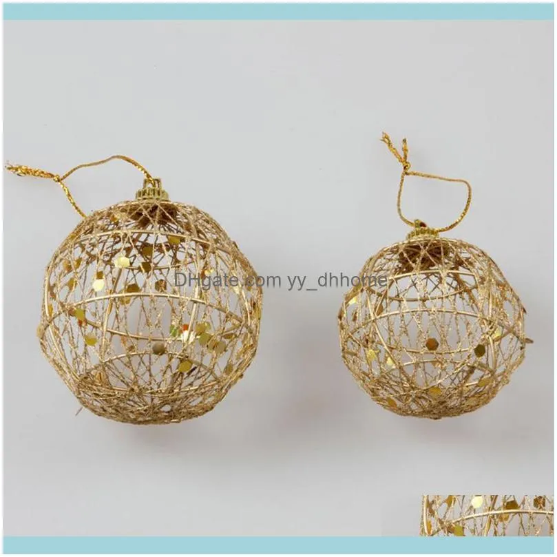 6Pcs Glitter Christmas Tree Hollow Out Gold Balls Xmas Tree Hanging Decorations Baubles Party Wedding Ornament Pretty Home Decor1