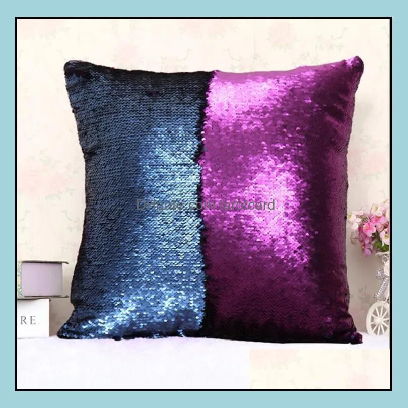 Mermaid Sequins Pillow Case Magic Reversible Sequin Pillowcases Home Decorative Cushion Cover Office Sofa Cushion Pillow Case