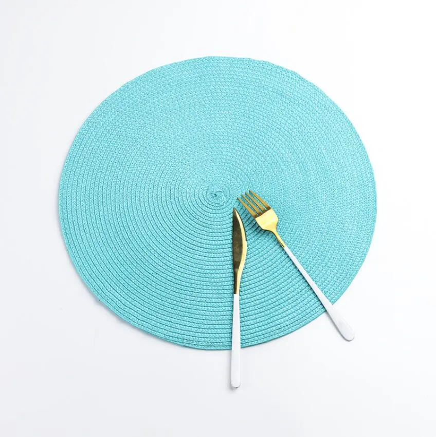 Round Woven Placemats Heat Resistant Wipeable Placemat non-slip Washable Kitchen Place Mats Hand-Woven Rattan Placemats ZYY641