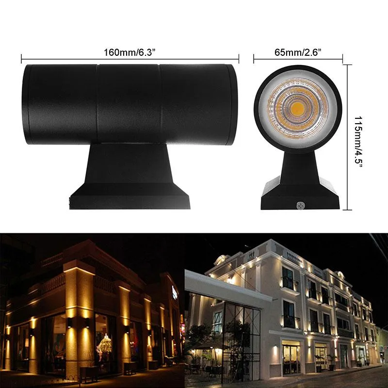 Lampe murale Led haut et bas, conforme à la norme IP65, éclairage d'extérieur, luminaire décoratif industriel, idéal pour un porche, 6W, 2 pièces