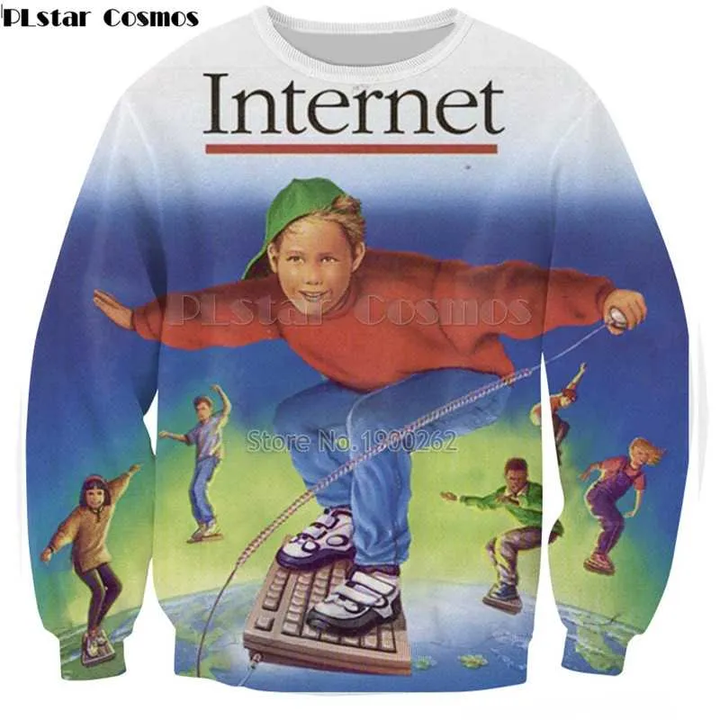 PLstar Cosmos sweat style mode hoodies harajuku Internet Crewneck Sweat à manches longues ras du cou tops 211106