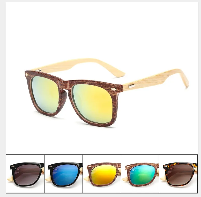 Fashtion Bamboo Solglasögon Män Trä Solglasögon Kvinnor Spegel Original Wood Glasses Oculos de Sol Masculino