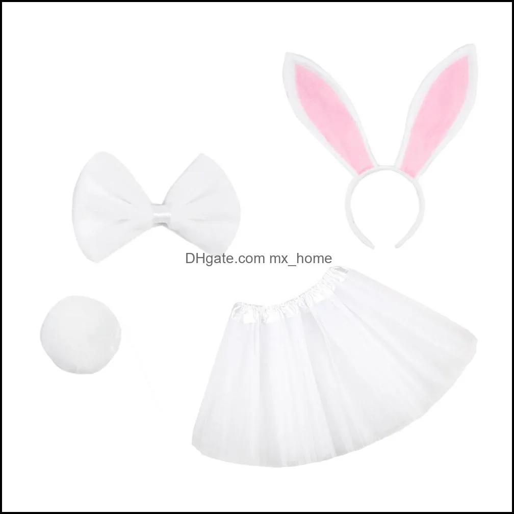 kids Clothing girls Easter Net yarn Mesh Gauze Skirts with rabbit ears Hair Sticks Children Lace Ballet Puffy Skirt summer baby cosplay photography costume