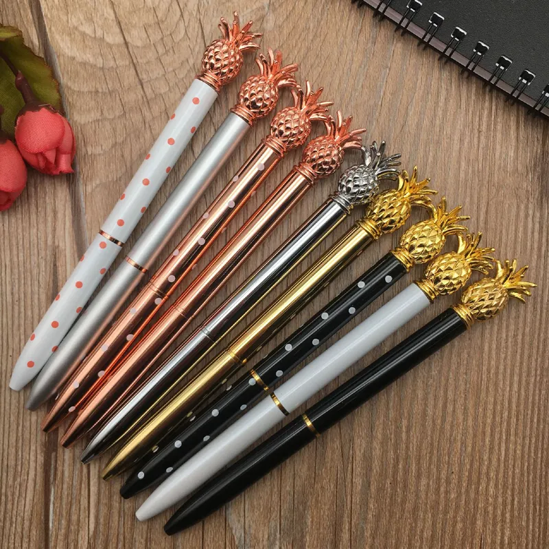 kawaii 볼펜 펜 금속 파인애플 선물 편지지 학교 사무 용품을위한 펜 쓰기