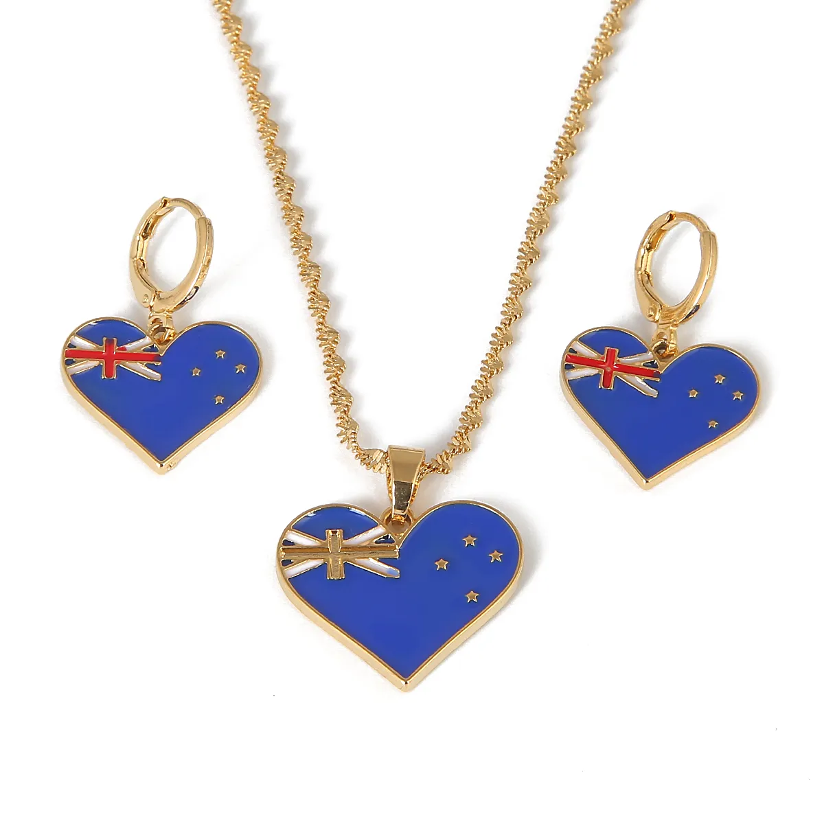 Australien-Flagge-Anhänger-Halsketten, Damen-Land-Schmucksets, australisches Charm-Geschenk