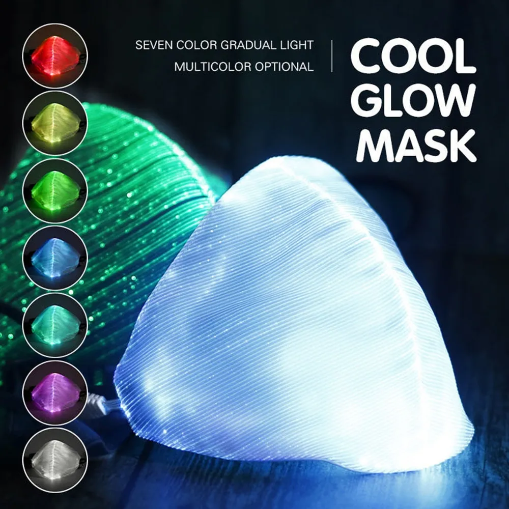 DHL Halloween Masque Lumineux 7 Couleurs Glowing LED Masques Visage pour Noël Halloween Light Up Party Festival Mascarade Rave Masque