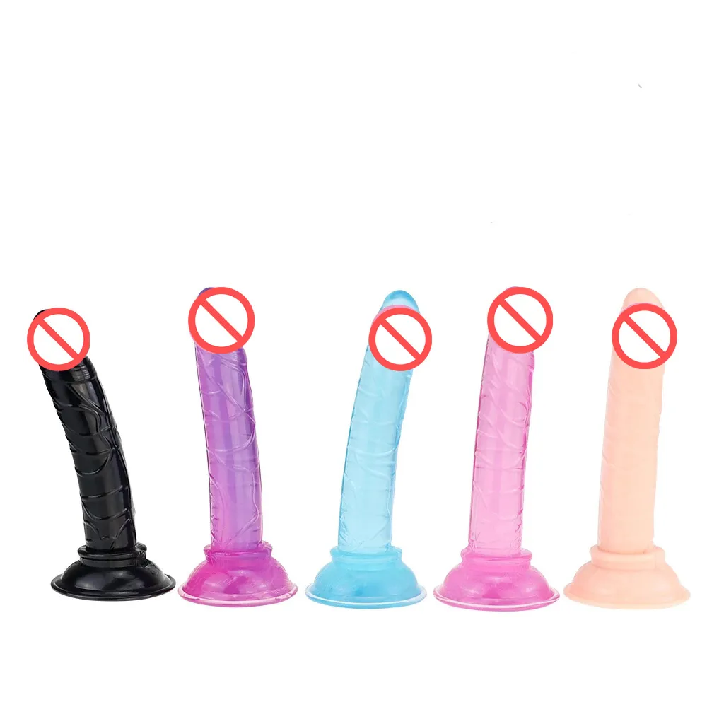 Realistyczne Dildo Galaretki Kryształowe Dildos dla początkujących z silnym przyssawką Flastyczny kutas pochwy G-Spot Anal Sex zabawki dla kobiet