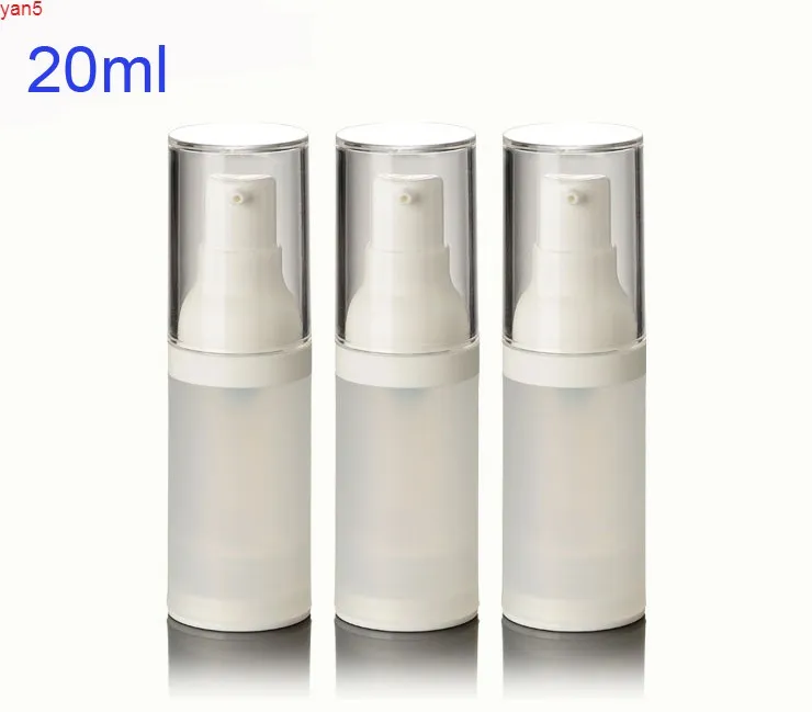 300 pcs / lot 20 ml de bouteilles en plastique transparentes givrées, bouteille de distributeur de pompe sans air rechargeable portable pour la lotion de voyage CreamGood Qté