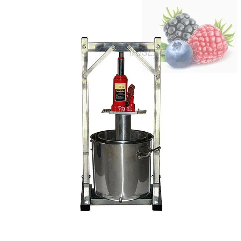 2021New Typ Hushållsmanual Hydraulisk frukt Squeezer Rostfritt Stål Små Honung Grape Blåbär Mulberry Presser Juicer 12l