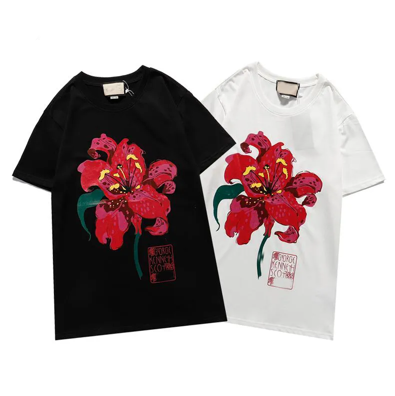 Moda Flor Imprimir Mens Designer T Camisas De Manga Curta Verão Casual Tshirts Para Homens Tide Letter Men Top