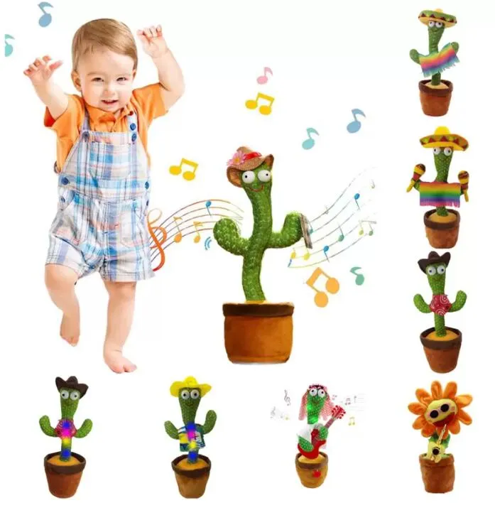 55%off Dancing Talking Singing cactus Stuffed Plush Toy Electronic with song potted Early Education toys For kids Funny-toy USB charging version high quality