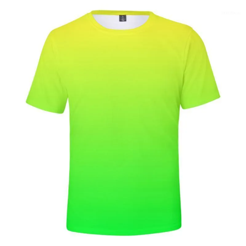 T-shirts hommes hommes / dames néon t-shirt été vert garçon / fille dessus de couleur unie arc-en-ciel streetwear chemise imprimée en 3D