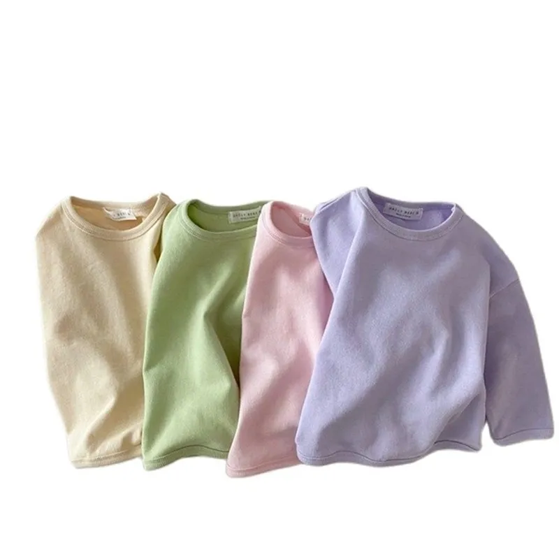 Korean children's clothing baby spring cotton bottoming shirt long-sleeved t boys and girls tops 1017 25 210622