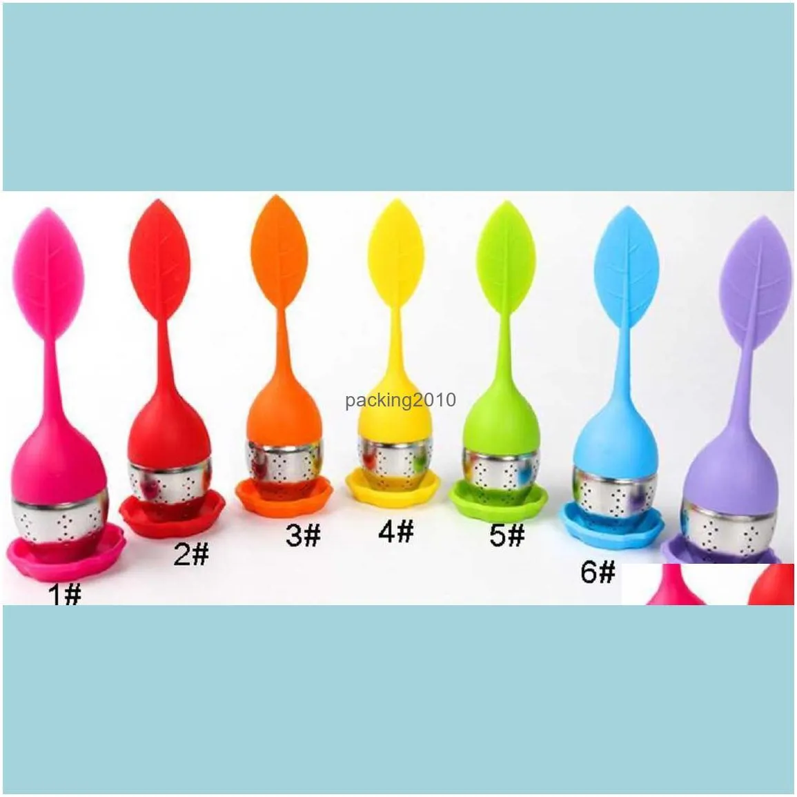 Silicone Tea Infuser Leaf Make Tea Bag Filter Strainer With Drop Tray Stainless Steel Tea Strainers Tea-things Kitchen Tools Home Use Cute Colorful