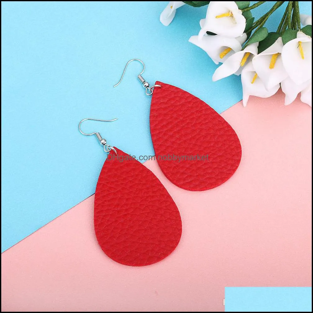 Fashion Boho Petal Drop Earrings National Wind Drops Leather Teardrop Earrings Women Girl Ear Hook Jewelry