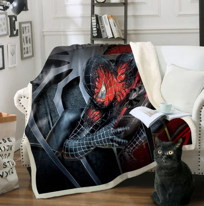 The latest 150X200CM blanket, many sizes spider style options, children and adults nap printed warm comfortable blankets