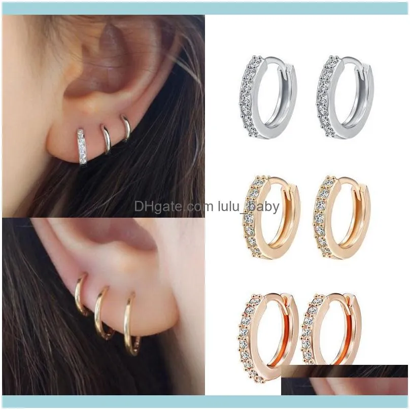 Silver Colour Earrings For Women/Men Small Crystal Hoop Ear Bone Aros Tiny Nose Ring Girl Aretes Hoops Jewelry & Huggie