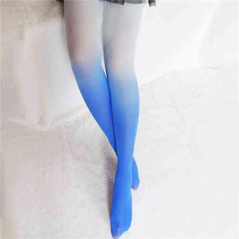 Gradient Candy Colorful Womens Rainbow Pantyhose With Print Winter