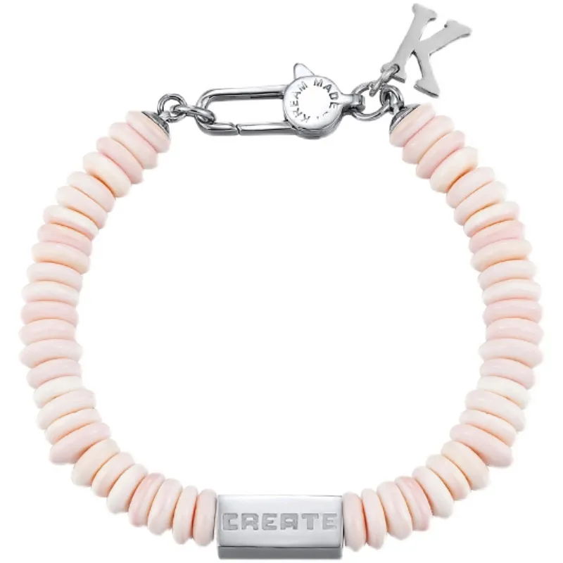 Original Pink Queen Shell Create Chain Square Armband Hip-Hop Men's and Women's Trend Fashion Street All-Match smycken Tillbehör