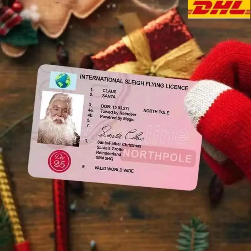 Wholesale DHL Christmas Gift Santa Greeting Cards 86*54mm Santa Claus Funny Drivers License Card FY2959