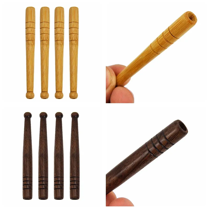 Latest Natural Wooden Bamboo Filter Pipes Dry Herb Tobacco Cigarette Smoking Holder Snuff Snorter Sniffer Rod Mouthpiece Catcher Taster One Hitter DHL Free