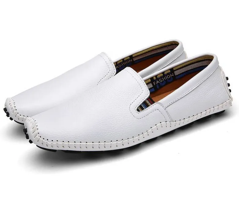 Mens klänning skor avslappnad lyx sommar män loafers split läder moccasins comfy andas glid på båt sko plus storlek 38-47